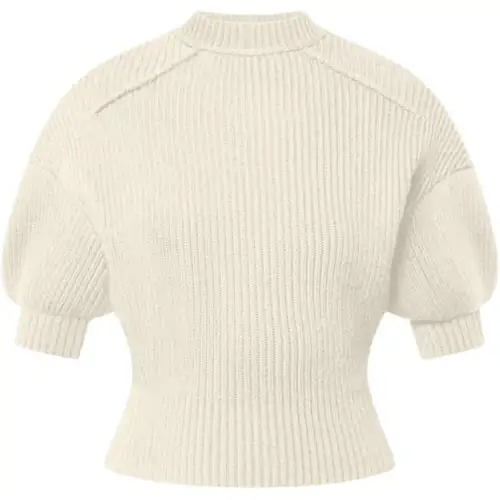 Lv Puff Sleeve Rib Knit Sweater