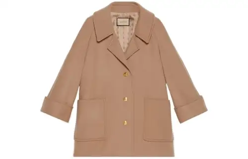 GUCCI Coats Women's Camel Suit Collar Moderate