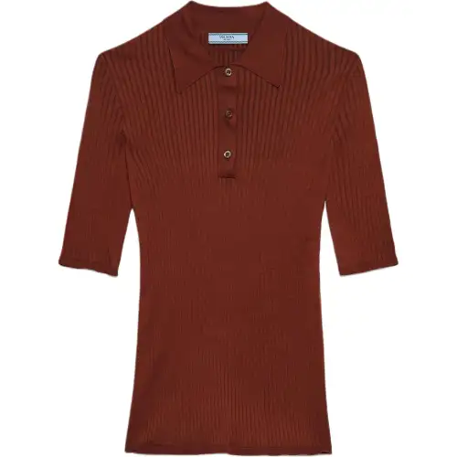 PRADA Polo Manica Corta Ruggine 40