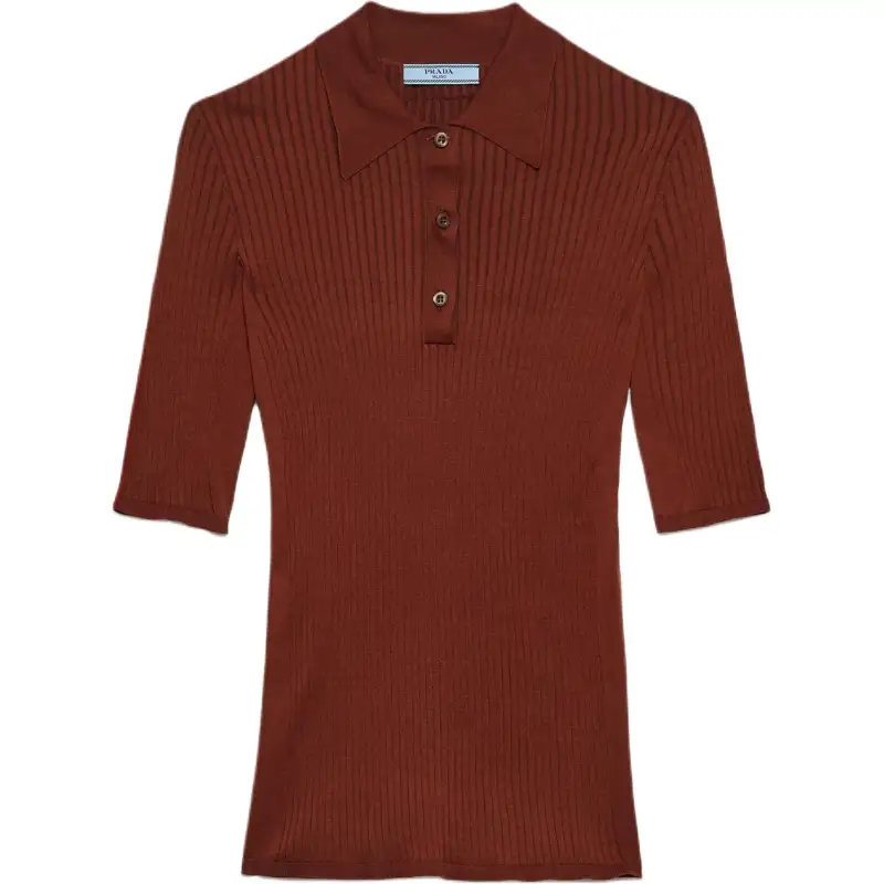 PRADA Polo Manica Corta Ruggine 40