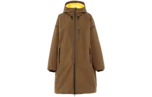 PRADA Coats Women's Brown Hooded Moderate Straight Fit