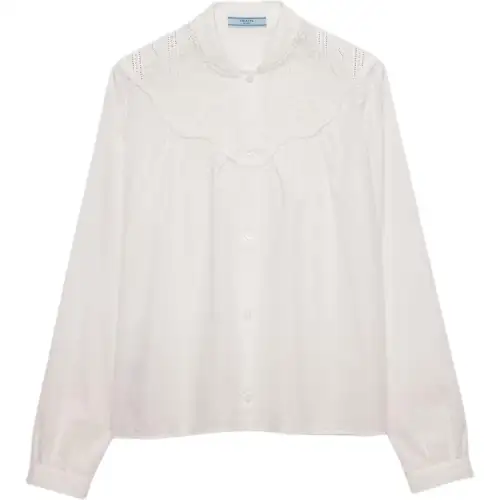 Prada band-collar batiste shirt