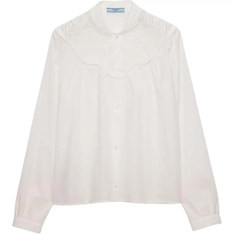 Prada band-collar batiste shirt
