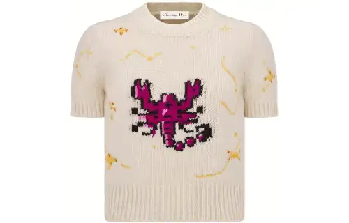 DIOR Sweaters Women's Beige Crew Neck Moderate