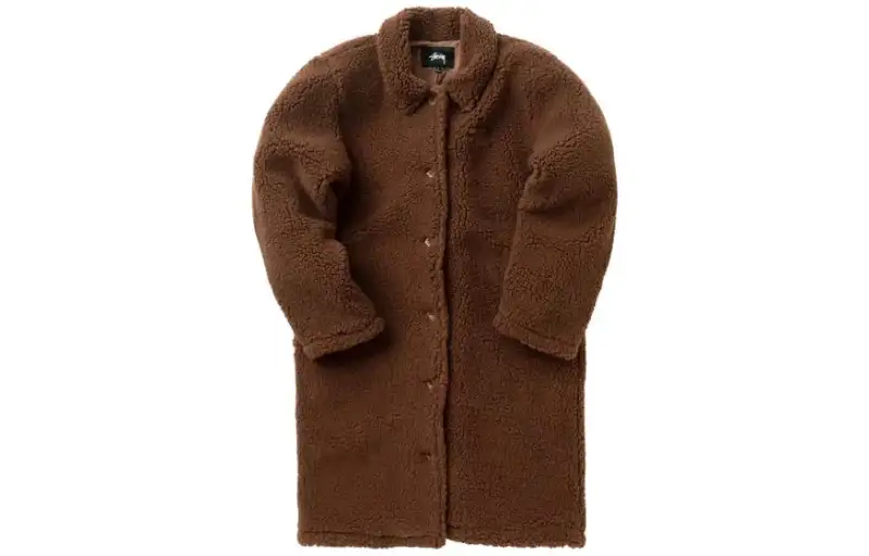 Stussy Coats Women's Dark Brown Lapel Moderate Straight Fit