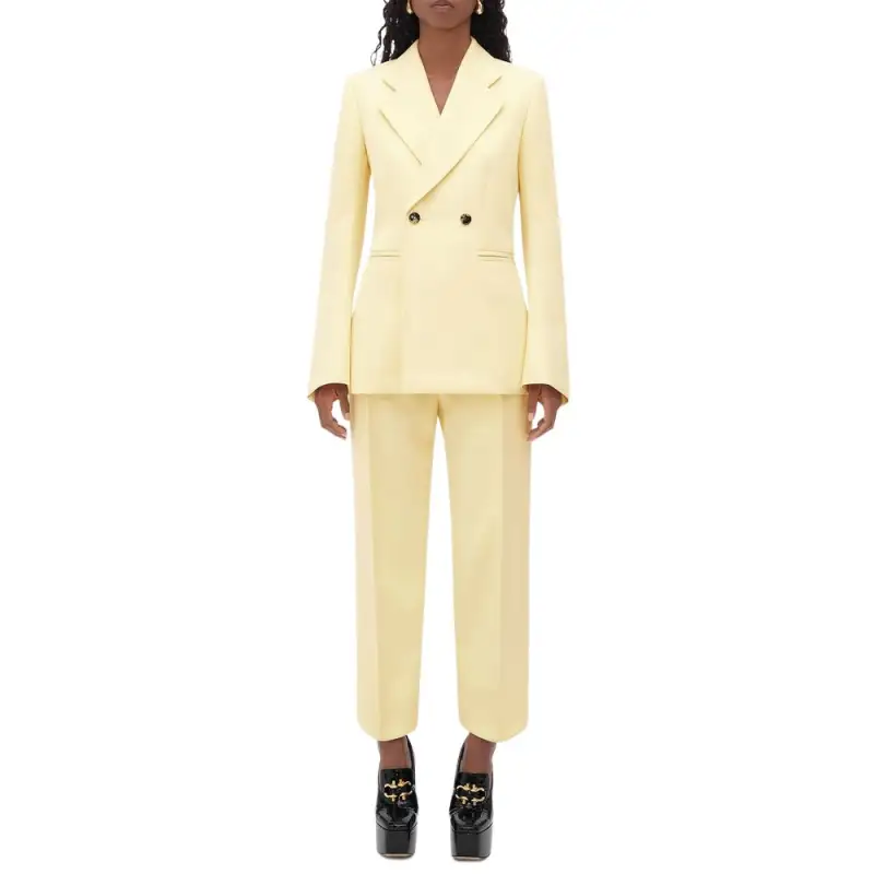 Bottega Veneta Bottega Veneta SS23 Business Suits Women's Chamomile Yellow Suit Collar Moderate