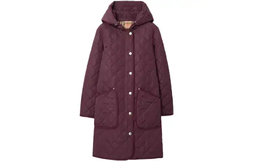Burberry Coats Women's Dark Purple Red Hooded Moderate