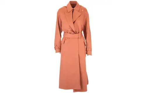 Loro Piana Coats Women's Orange Red Lapel Moderate Straight Fit