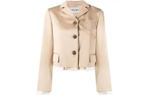 MIU MIU Business Suits Women's Khaki Suit Collar Moderate Straight Fit