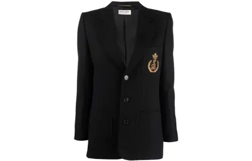 Saint Laurent logo-embroidered single-breasted blazer
