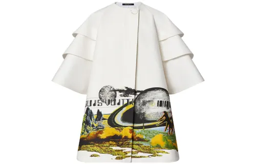 LOUIS VUITTON Pre Owned 2022 Ruffled Printed Coat