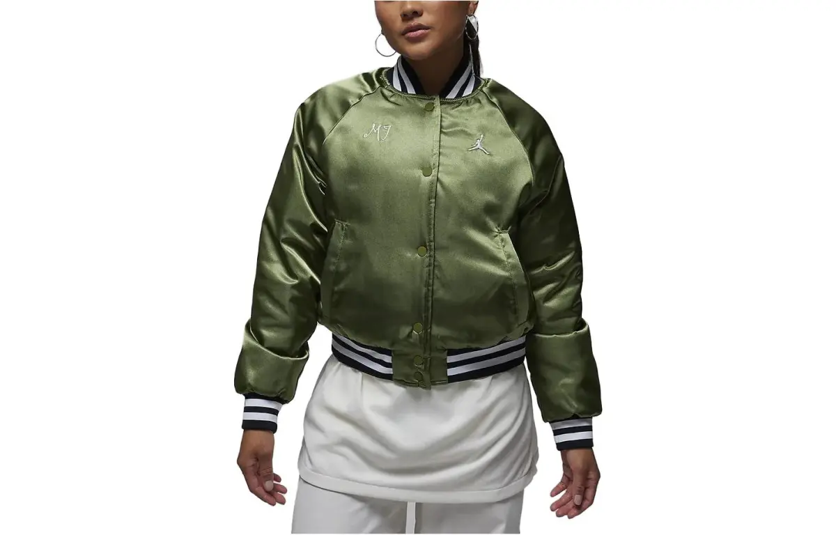 Jordan Jackets Women's Light Olive Yellow Baseball Collar Moderate Other