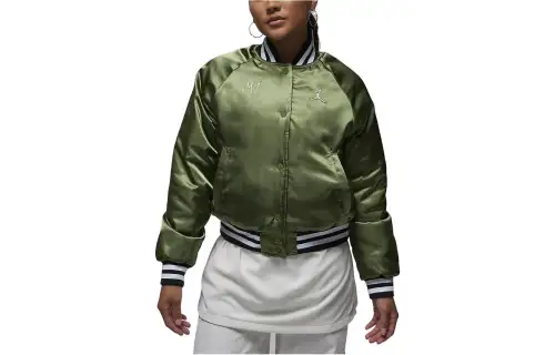 Jordan Jackets Women's Light Olive Yellow Baseball Collar Moderate Other
