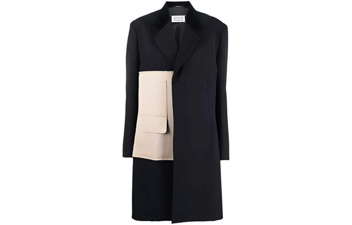 Maison Margiela Coats Women's Dark Blue Lapel Moderate Straight Fit