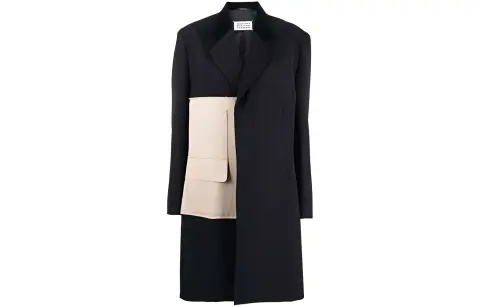 Maison Margiela Coats Women's Dark Blue Lapel Moderate Straight Fit