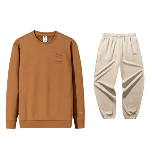ANTA Casual Sportswear Men's Crew Neck Thickened And Fleece Lined