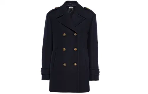 MIU MIU Coats Women's Navy Blue Suit Collar Moderate