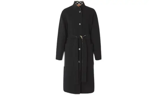 Burberry Coats Women's Black Stand Collar Moderate Straight Fit