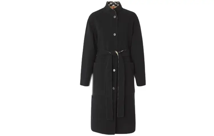 Burberry Coats Women's Black Stand Collar Moderate Straight Fit