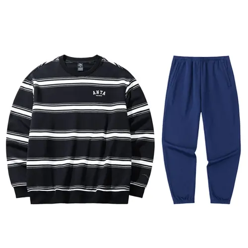 ANTA Casual Sportswear Men's Crew Neck Thickened And Fleece Lined