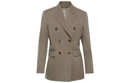 double-breasted herringbone-pattern jacket