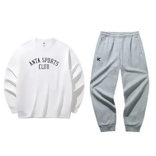 ANTA Casual Sportswear Men's Crew Neck Thickened And Fleece Lined