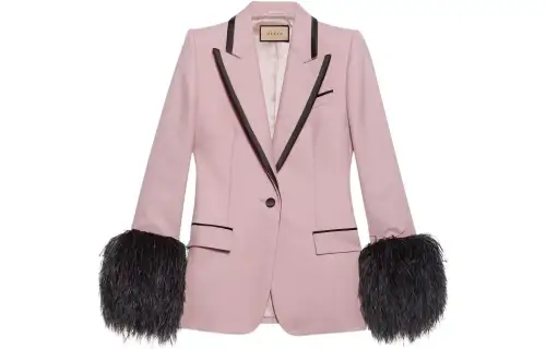 【Previous Season】feather-trimmed single-breasted blazer