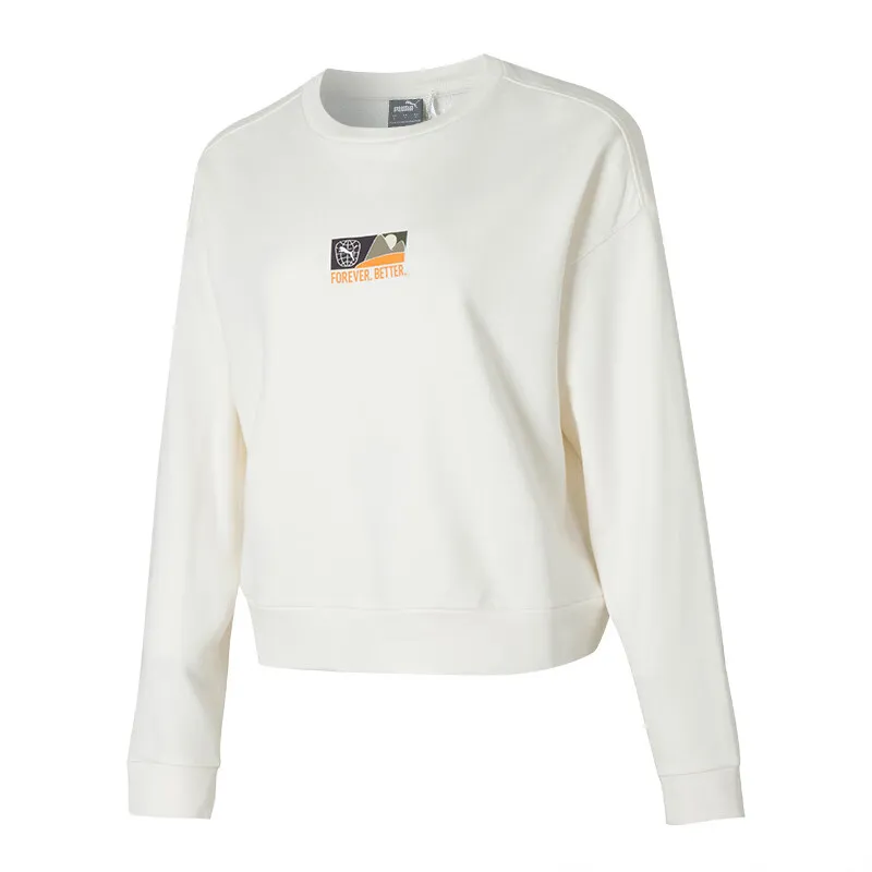 PUMA Sweatshirts Women's White Crew Neck Moderate Other