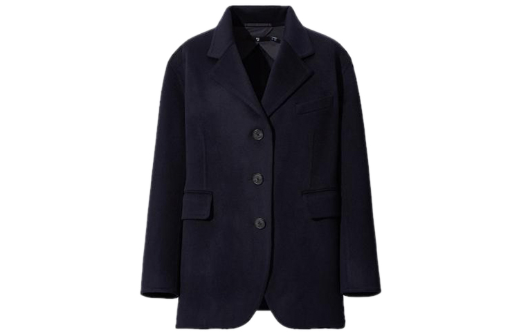 UNIQLO Business Suits Women's Navy Blue Lapel Moderate
