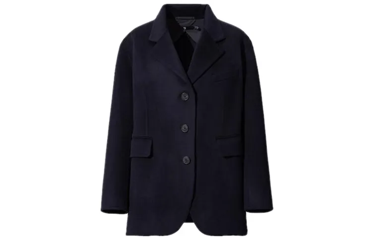 UNIQLO Business Suits Women's Navy Blue Lapel Moderate