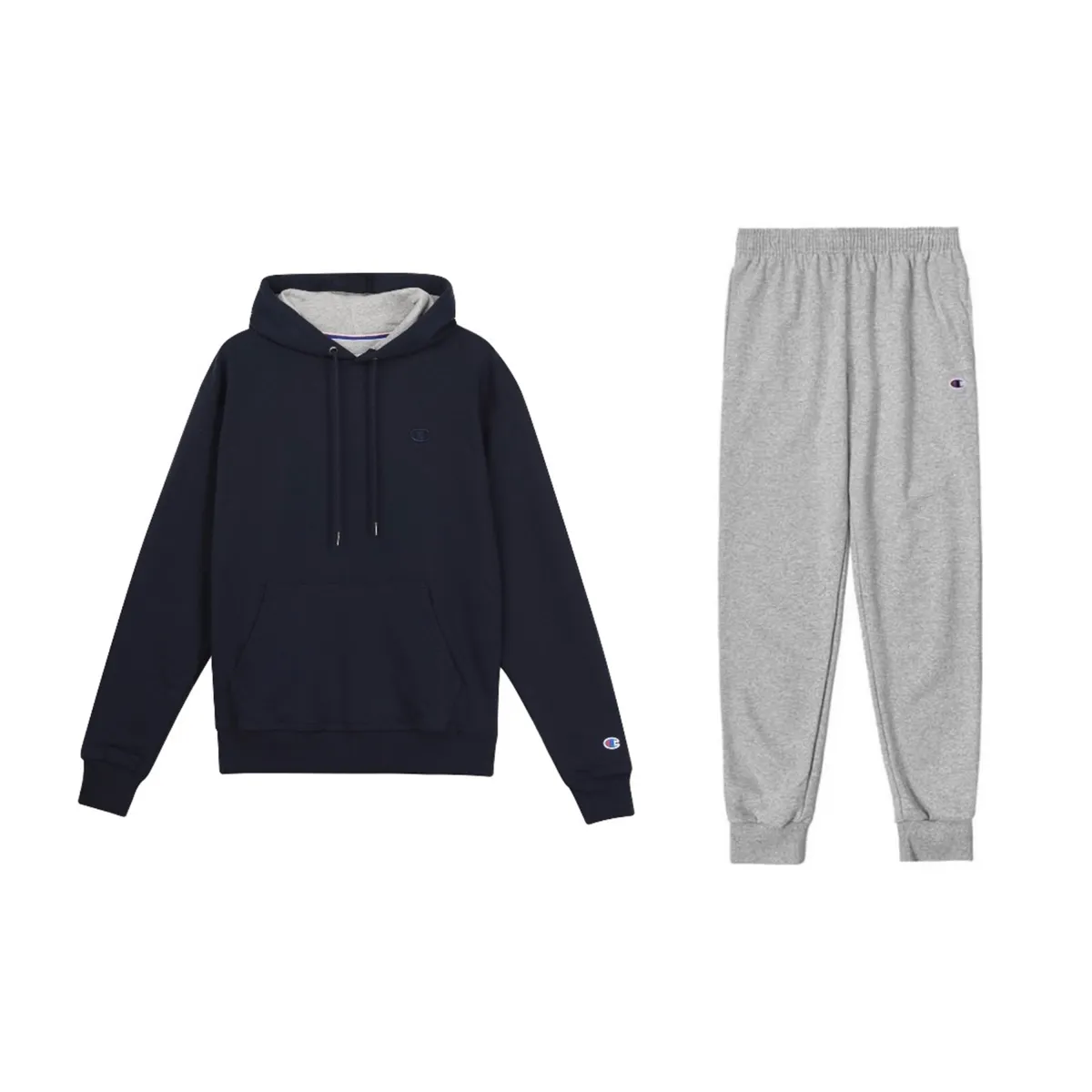 Champion Double Label Embroidery Pullover Sweatshirt Loose Fit Elastic Cuff Fleece Lined Sweatpants Casual Sportswear