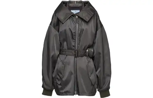 PRADA Coats Women's Gray Hooded Moderate Straight Fit