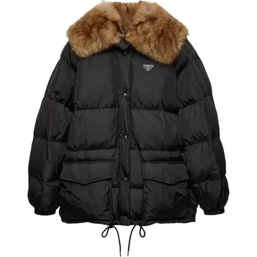 Prada enamel triangle-logo padded jacket