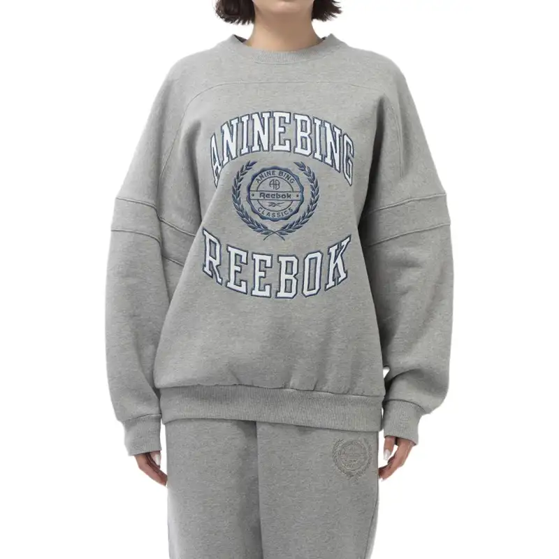 Reebok x Anine Bing OVERSIZED CREW Sweatshirt Women's Gray