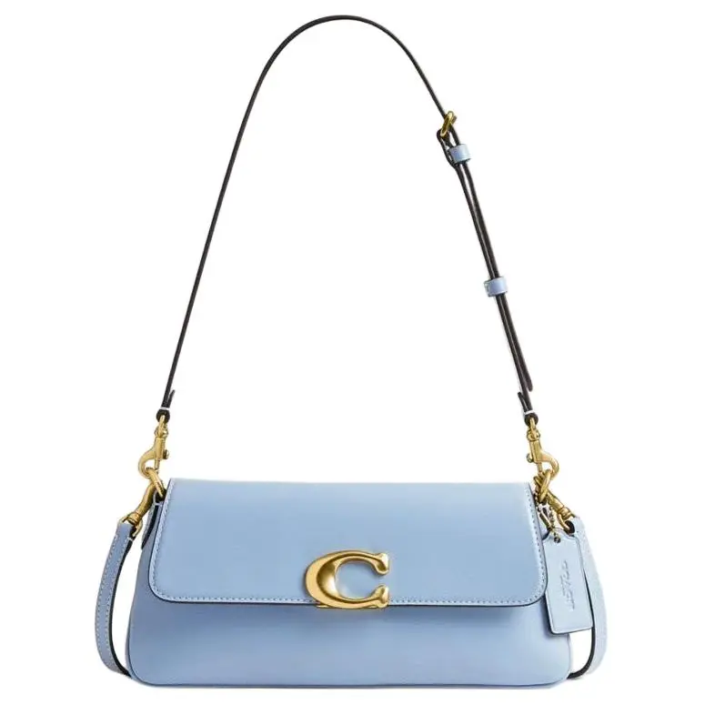 COACH Leather Shoulder Bag Medium Women's Blue