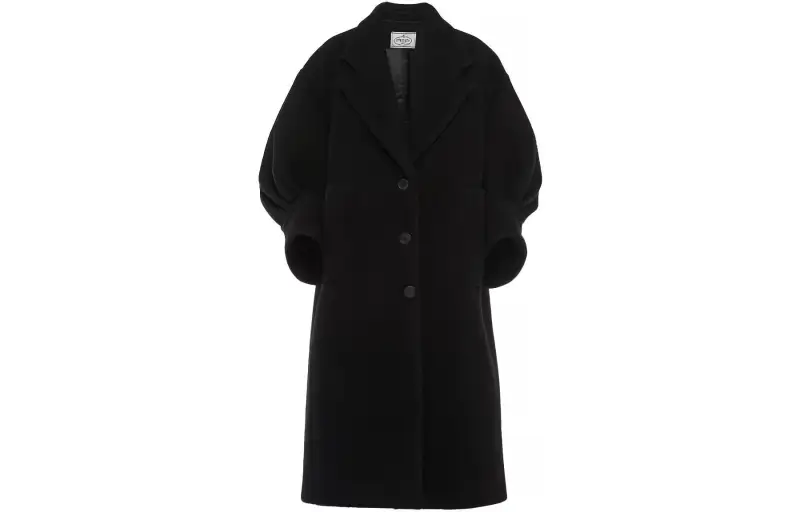 PRADA Coats Women's Black Lapel Moderate Straight Fit