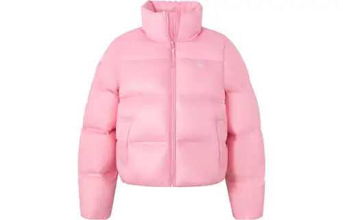 Adidas Originals Down Jackets Women's Light Pink Stand Collar Moderate Puffer Jacket