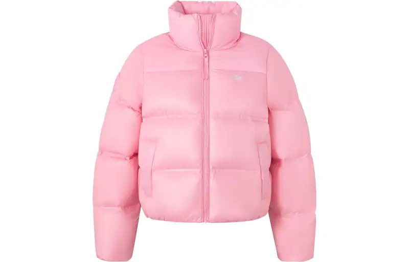 Adidas Originals Down Jackets Women's Light Pink Stand Collar Moderate Puffer Jacket