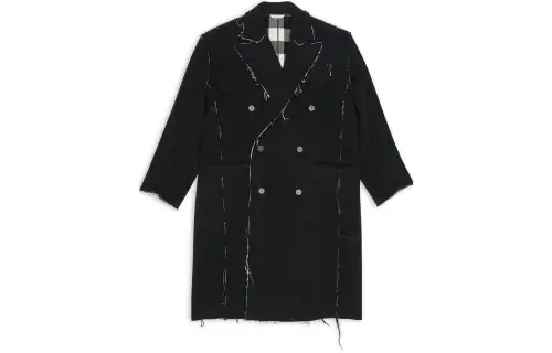 Balenciaga Coats Women's Black Lapel Moderate Straight Fit