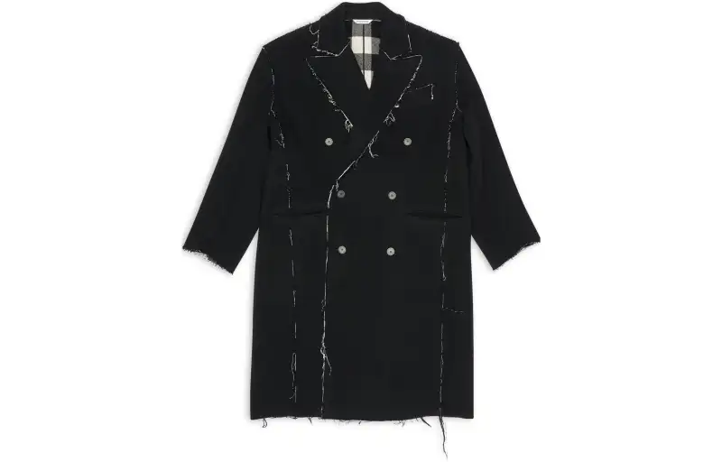 Balenciaga Coats Women's Black Lapel Moderate Straight Fit