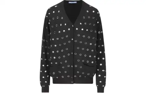 PRADA Eyelet embellished Cashmere Cardigan