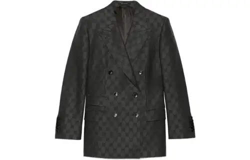 【Replicated_PM】monogram-pattern double-breasted blazer