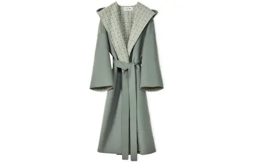 LOEWE Coats Women's Khaki Green Hooded Moderate