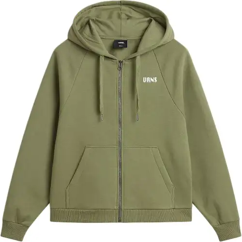 Vans Comfortable chain with zipper, long-sleeve with hood, green jacket, simple and elegant design