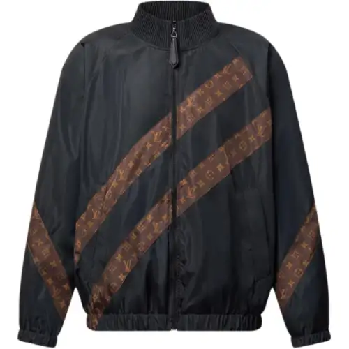 Lv Monogram Stripe Zip Up Jacket