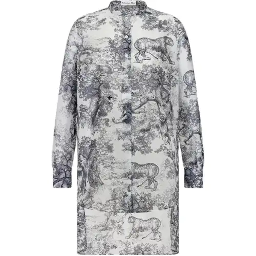 DIOR Shirts Women's Navy Stand Collar Thin