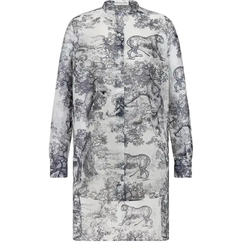 DIOR Shirts Women's Navy Stand Collar Thin