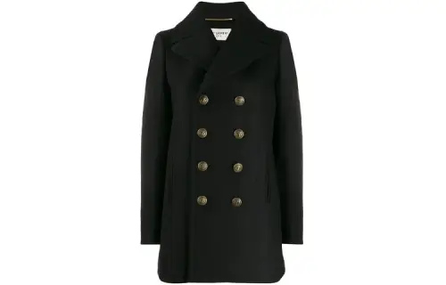 SAINT LAURENT Coats Women's Black Lapel Moderate
