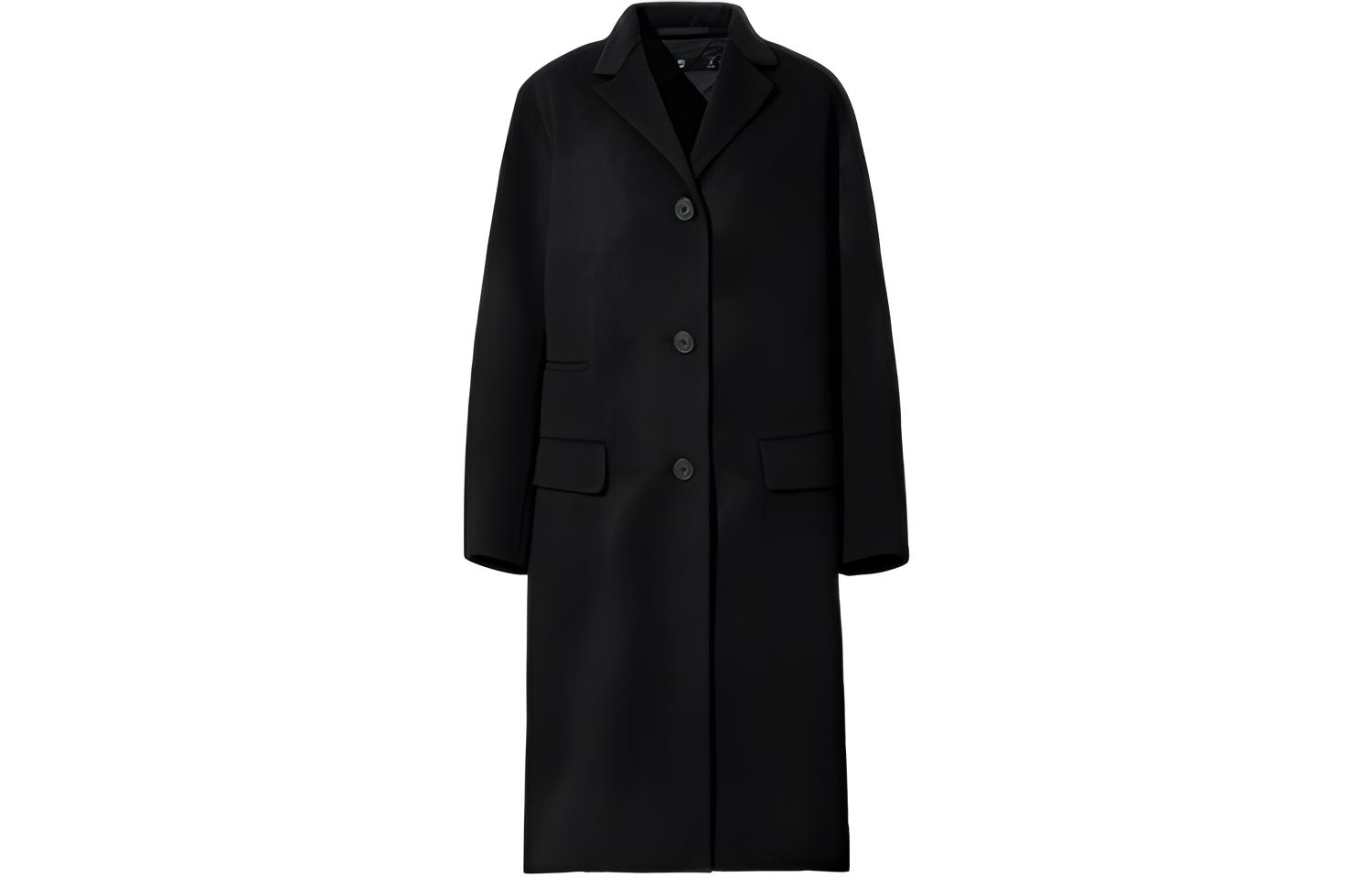 UNIQLO Coats Women's Black Lapel Moderate