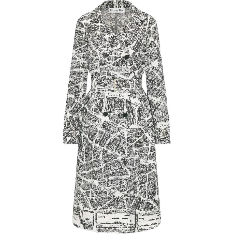 DIOR Dior SS23 Little Bee Embroidered Letter Print Double-breasted Long Coat Women's Color